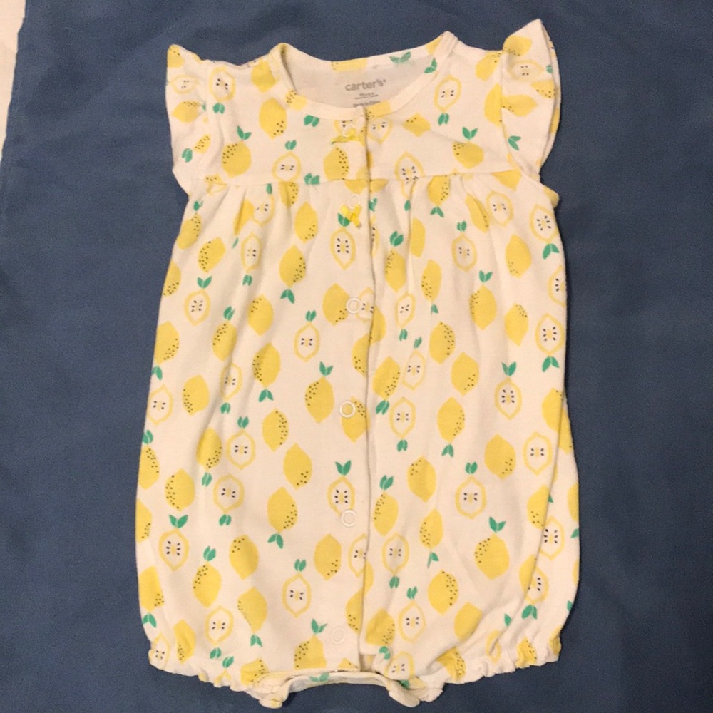 Lemon bubble romper. 9m.